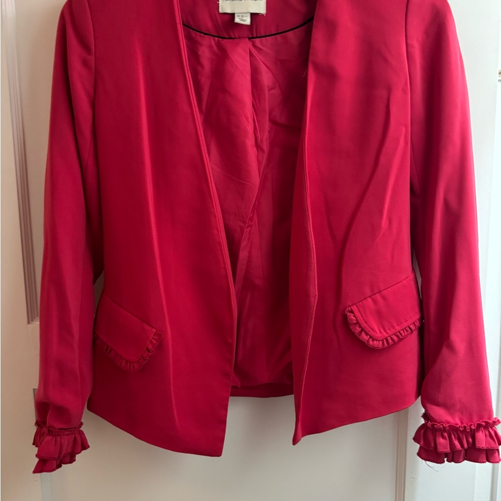 Women's Pink Ruffled Blazer